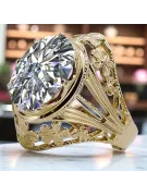 Zircon Oro amarillo de 8 quilates Anillo Vintage vrc031x-zi Art Deco Joyería de la URSS, estilo ruso
